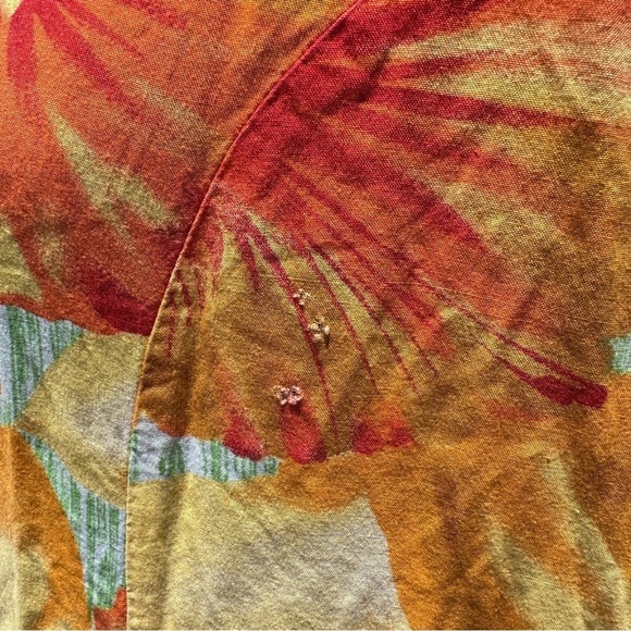 Carolina Colours Orange Floral Tropical Sleeveless Collared Midi Dress Size 22W - Picture 6 of 16